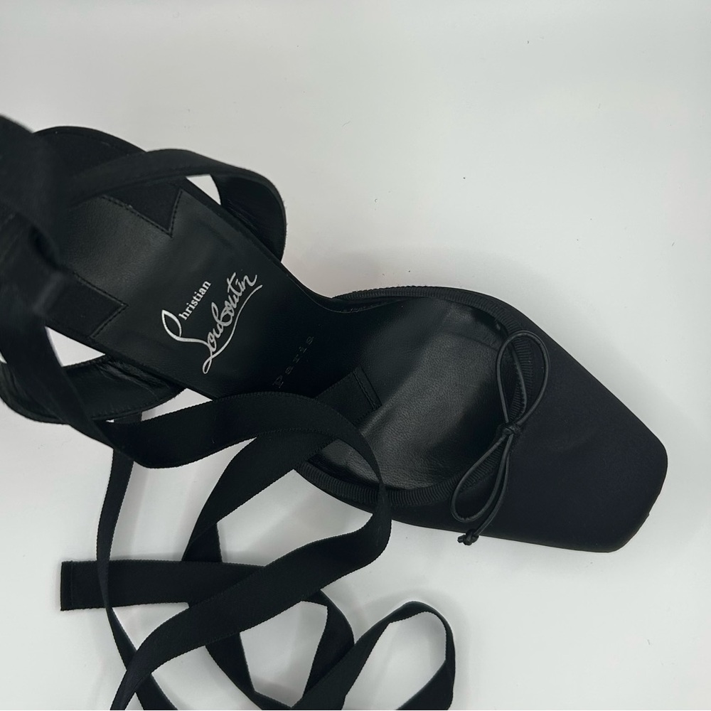 Christian Louboutin Black Ballerina Stilettos w/ Signature Red Soles Size 10 US - Picture 8 of 16